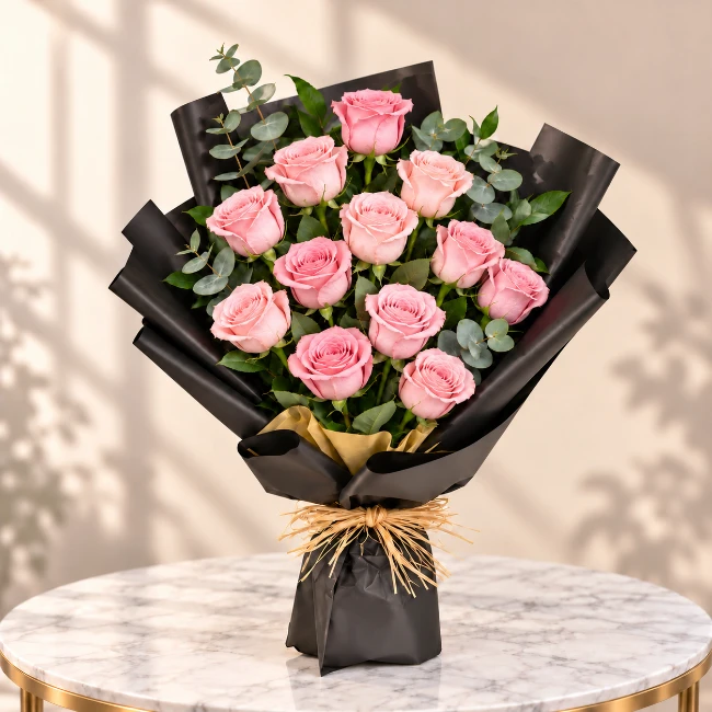 Elegant Pink Roses Bouquet